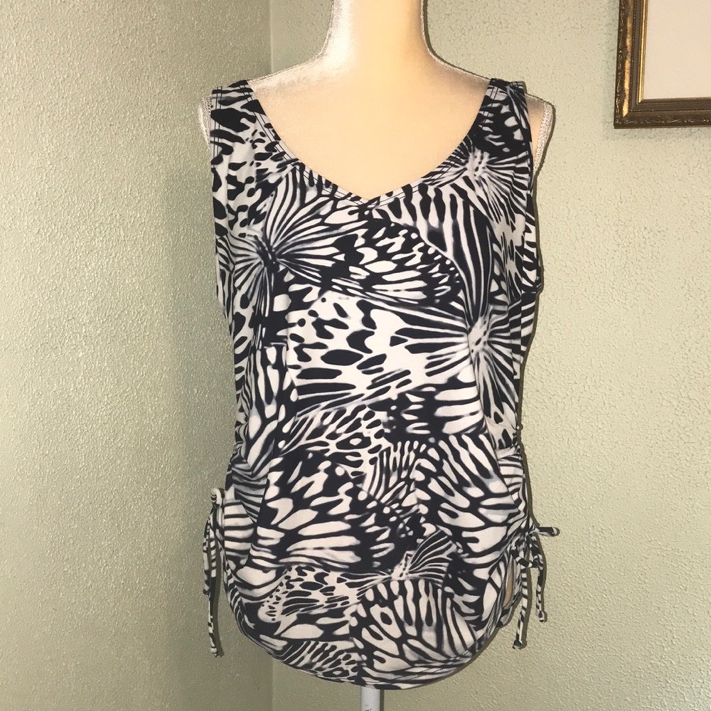 Croft & Barrow Black & White Tankini Top 20W